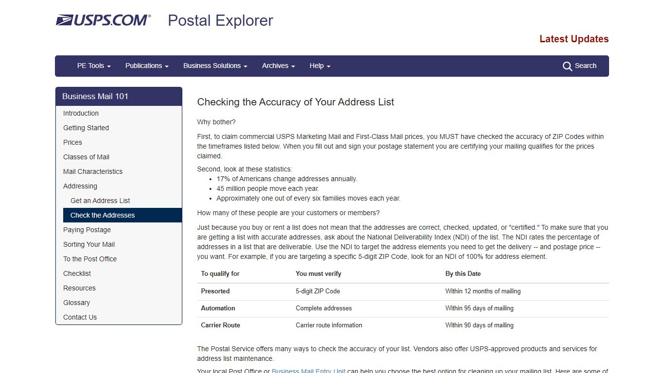 Check the Addresses | Postal Explorer - USPS
